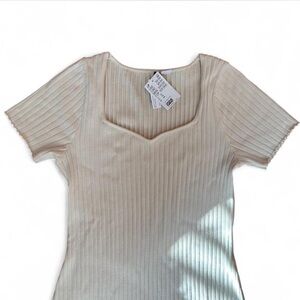 *NWT* H&M Cream Ribbed Midi Dress